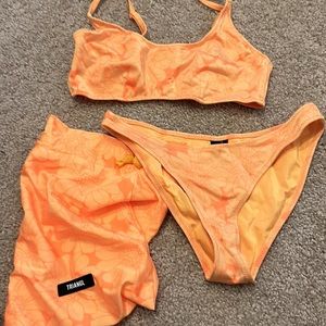 triangl orange floral bikini swim set